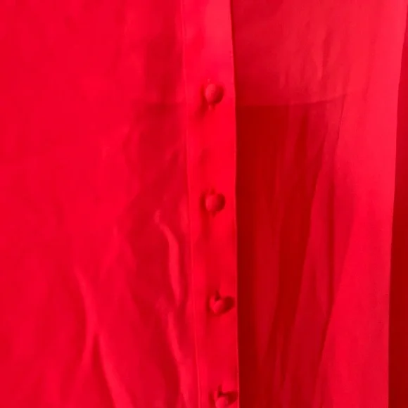 T Tahari Women's Reddish Orange Button-Down Blouse Flutter Sleeves Size Small - Picture 5 of 15